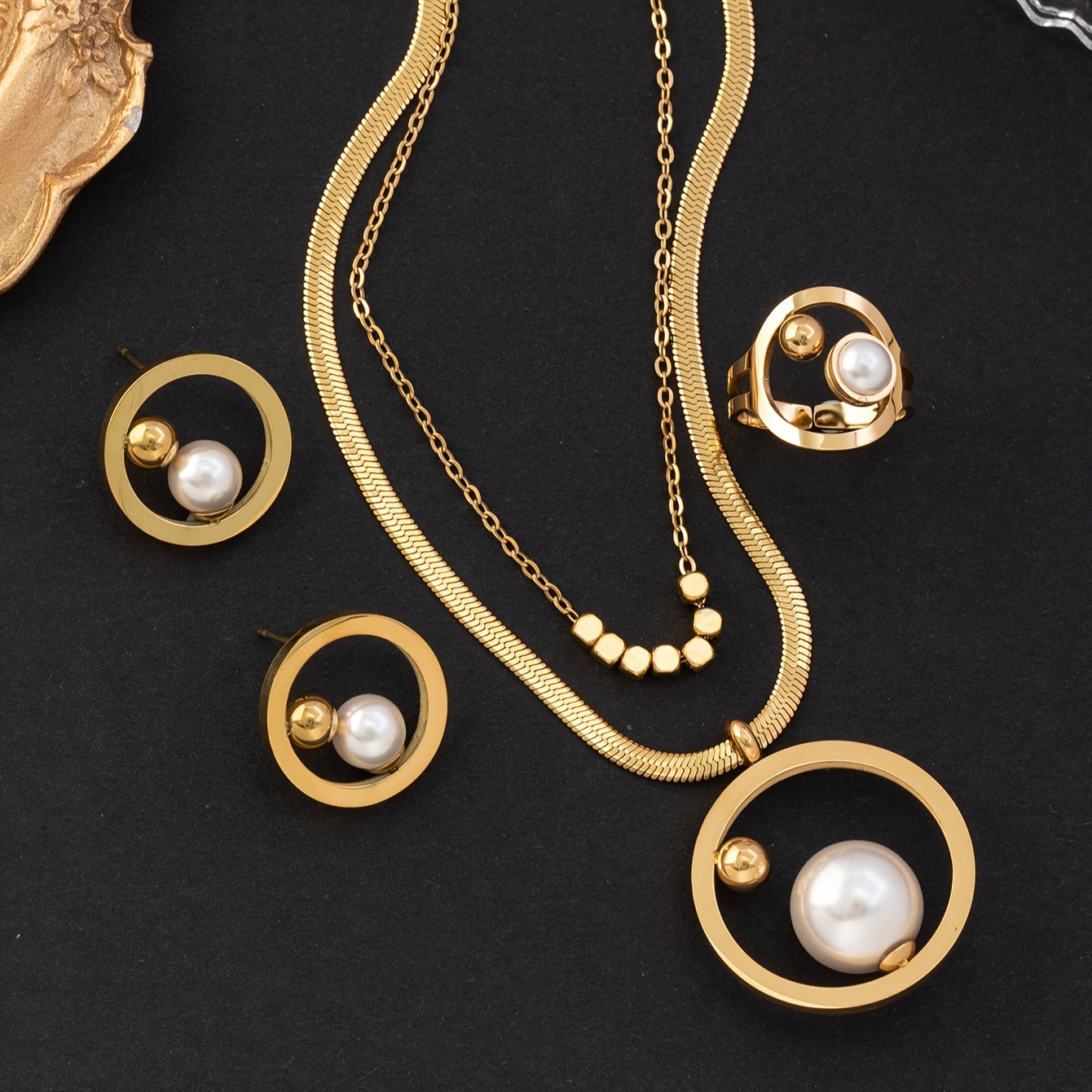Parure bijoux femme plaqué or – Image 3