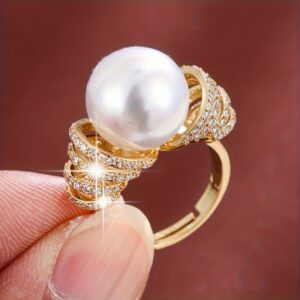 Bague plaqué or et oxyde de zirconium