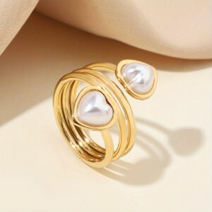 bague coeur en perle