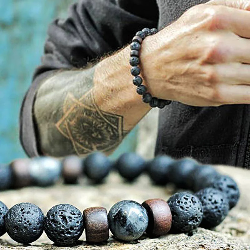 bracelet perle noir homme
