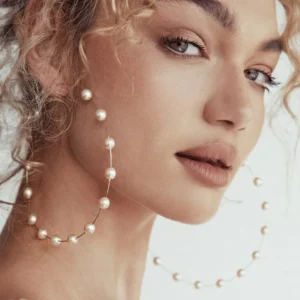 Boucles d'oreilles créoles avec perles