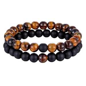 Bracelet homme perles noires