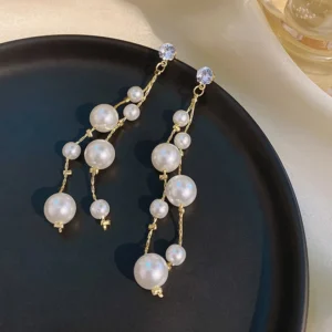 Boucles d'oreilles perles blanches
