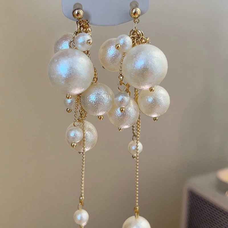 Boucle d'oreille femme perle pendante – Image 2