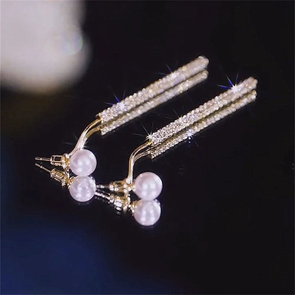 Boucle d'oreille perle et strass – Image 3
