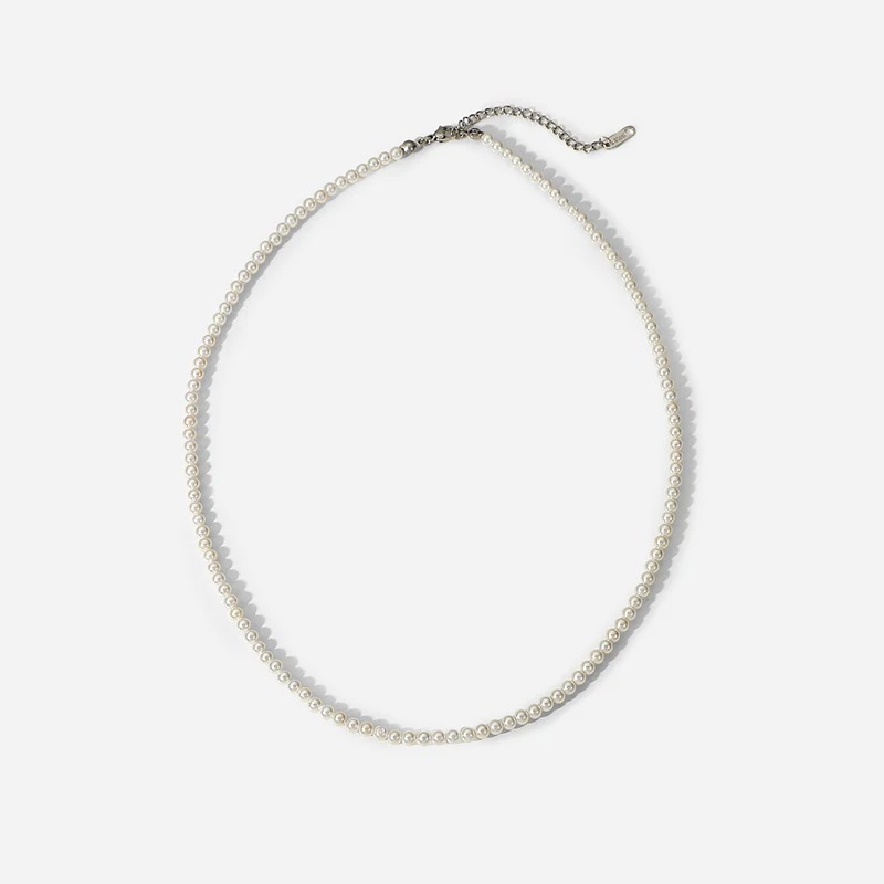 Collier petites perles blanches – Image 3