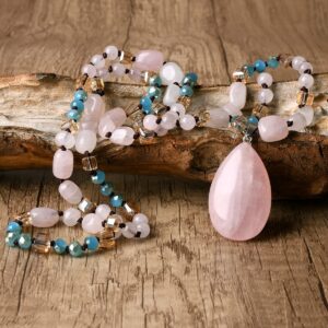 Collier perle quartz rose - collierperle.com