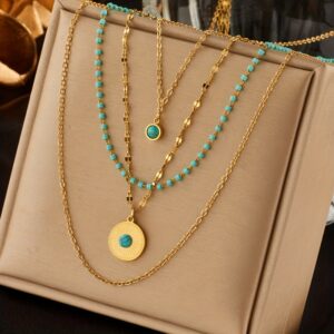 Collier perles turquoise
