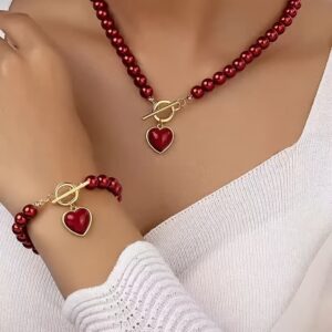 Parure bijoux femme rouge