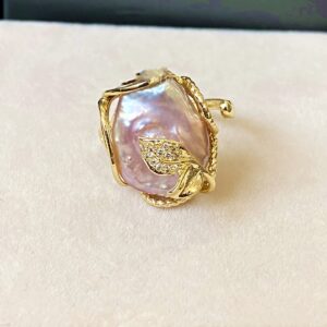 bague perle or jaune