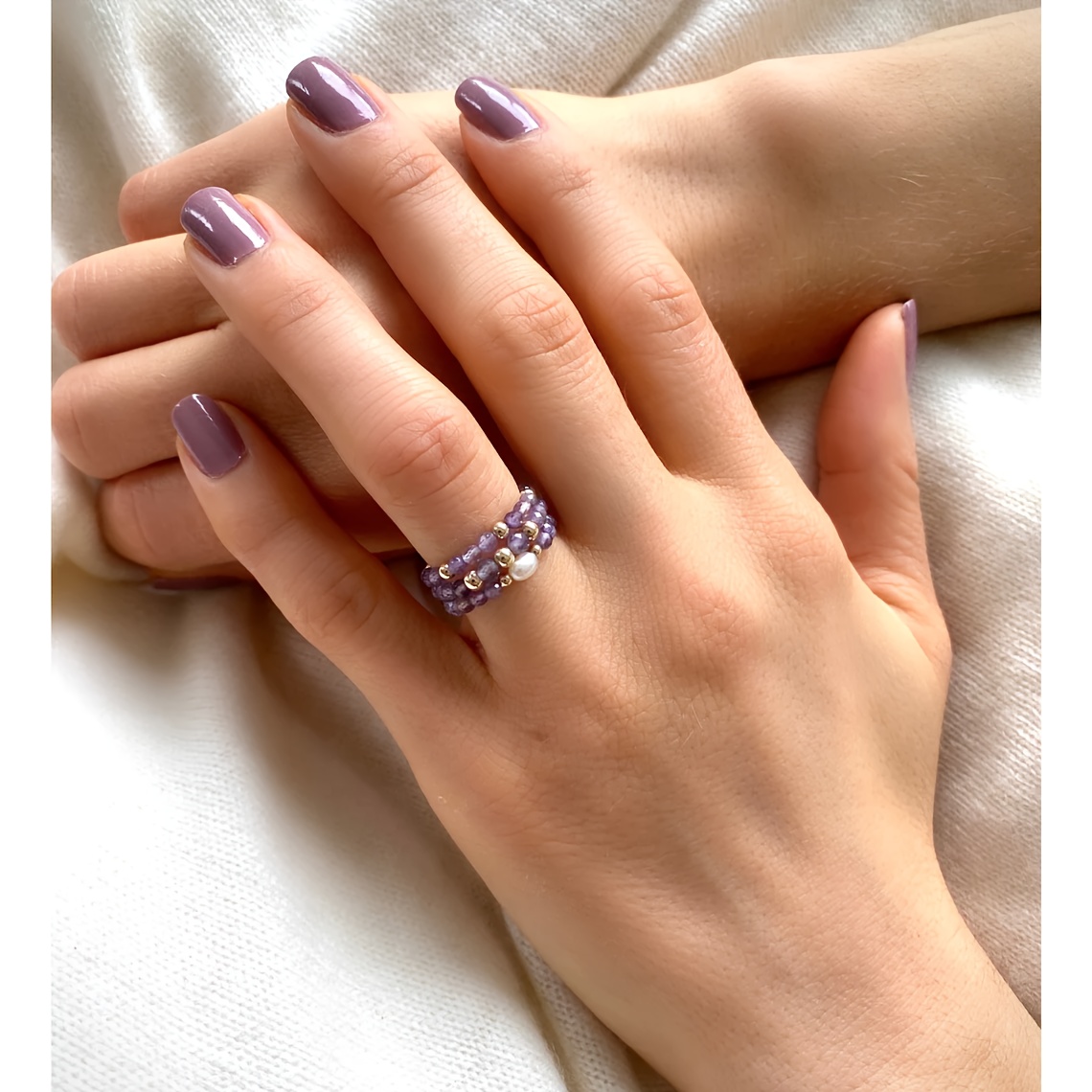 elegante bague perle couleur