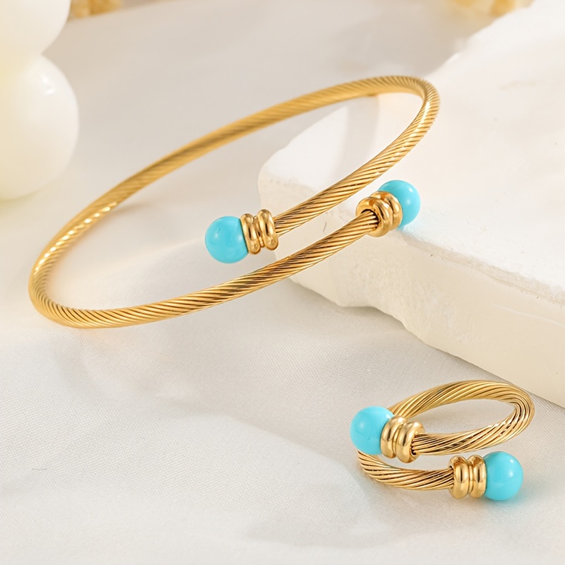 bague perle en acier inoxydable