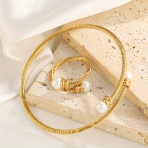 parure bague et bracelet perle
