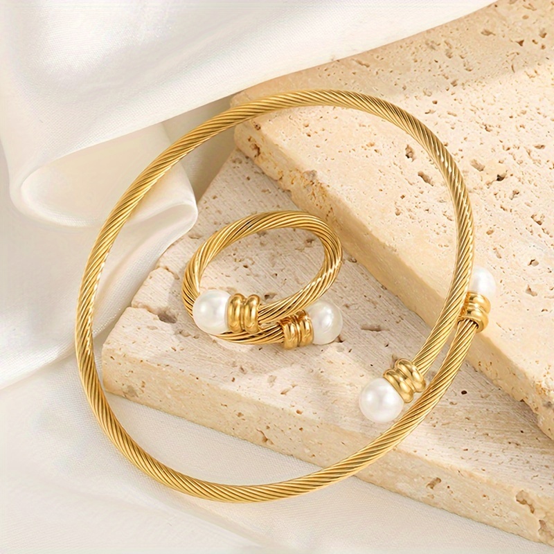 parure bague et bracelet perle
