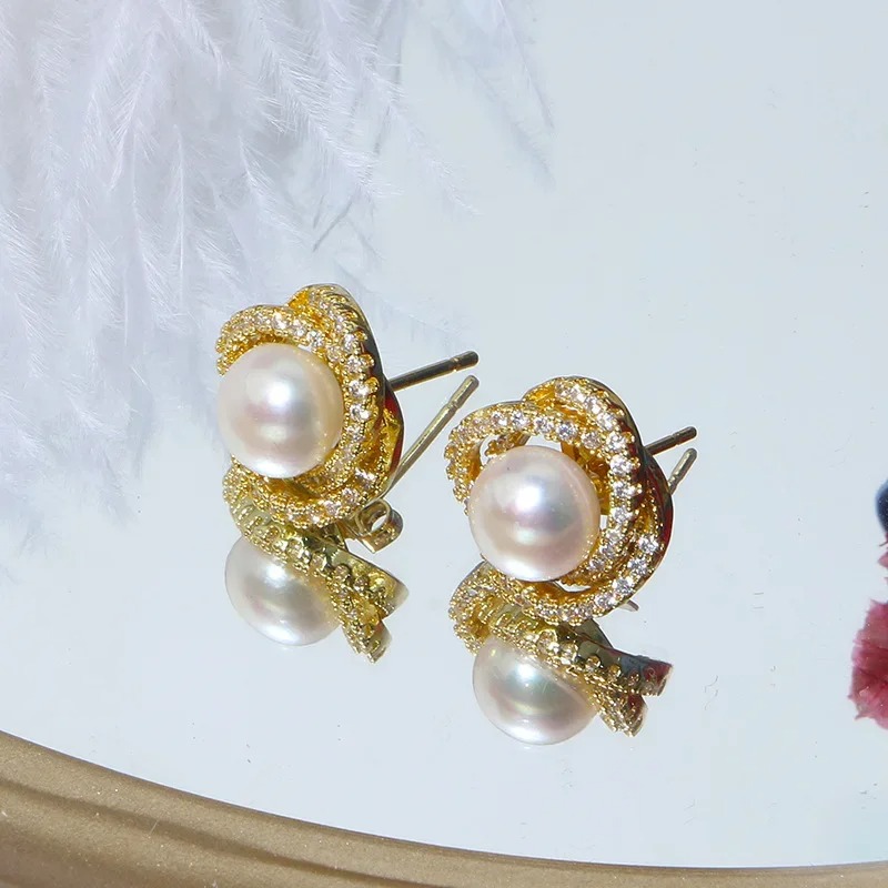 boucle d'oreille perle et placage or 18 carats