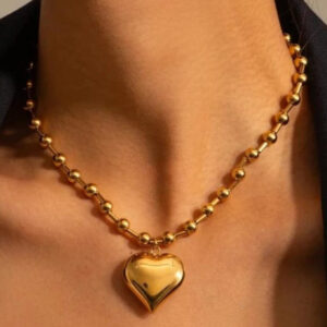 collier acier inoxydable doré avec perles