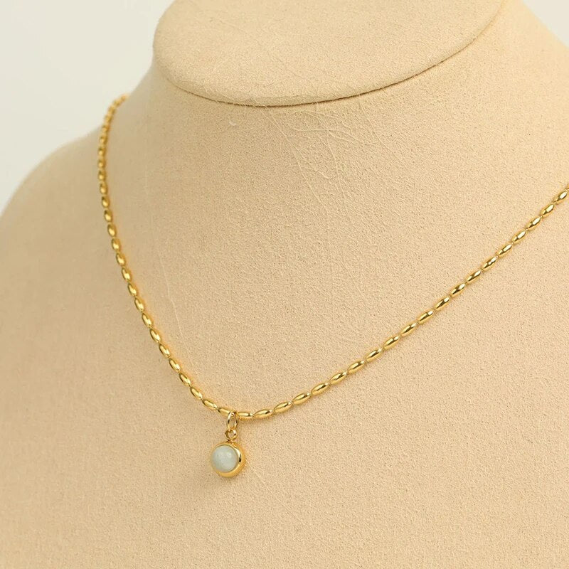 collier perle aventurine or