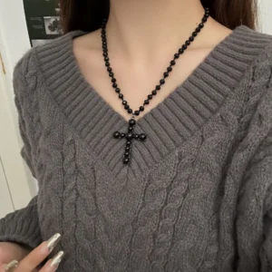 Collier perle noir femme