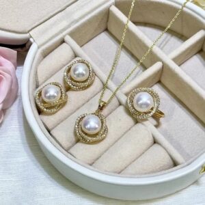 Parure bijoux perle blanche