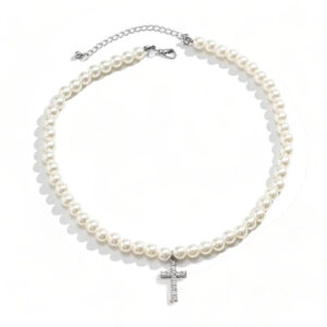 collier croix perle