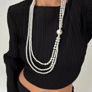 Sautoir perle blanche